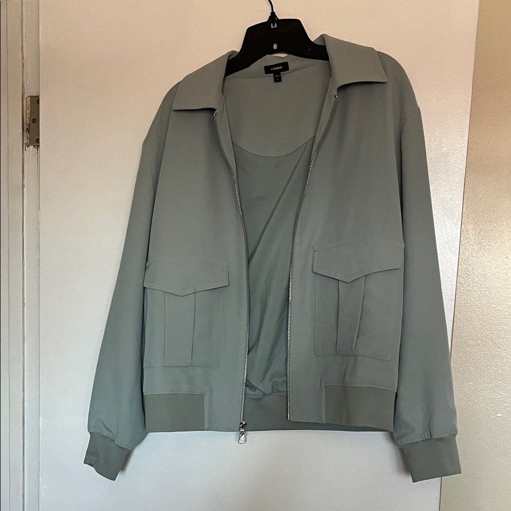 Express Women's Light Gray Bomber Jacket - image 1